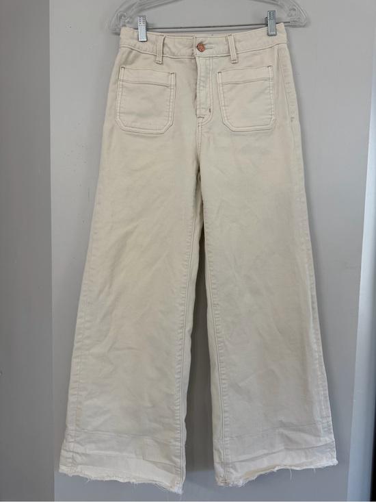 GAP Denim - GAP women’s 27 cream ivory wide leg patch pockets denim jeans